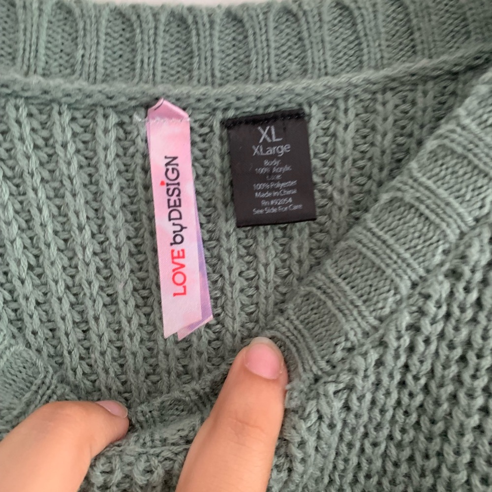 LOVE by Design Green Ribbon Sweater - Picture 3 of 6